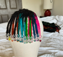 Load image into Gallery viewer, Mixed vibes. See thru beaded, multicolored bangs.