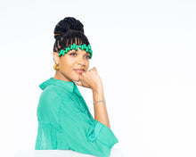 Load image into Gallery viewer, Gang Green Beaded bangs in green.