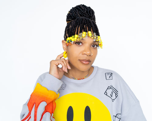 Yell-O Beaded bangs in yellow